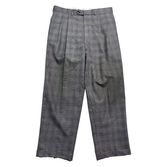 vtg Polo Ralph Lauren 33x29 Gray Glen Plaid Dress Suit Pants Trousers Pleated